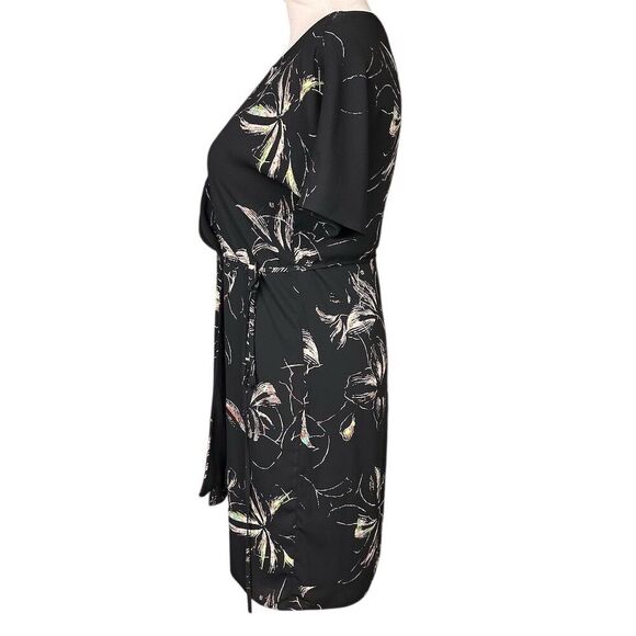 Aritzia Babaton Wallace Wrap Dress XXS Black Floral Knee Length - Picture 4 of 10